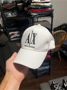 Armani Exchange White Baseball Cap with Black A|X Logo